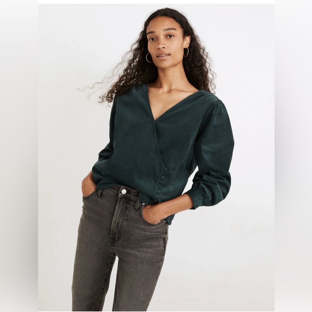 Madewell Corduroy Kingston Side Button Wrap Top